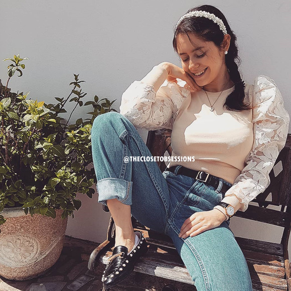 ZARA BLOGGER FAVE!!! Knit Top with Lace Sleeves NWT - Picture 8 of 16